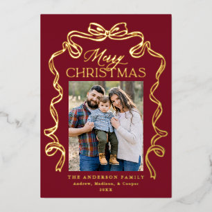 Elegant Bow Burgundy Merry Christmas 5 Photo
