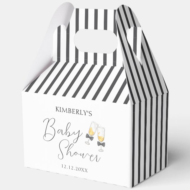 Elegant Bow Champagne  Sip & See Baby Shower Favour Box (Back)