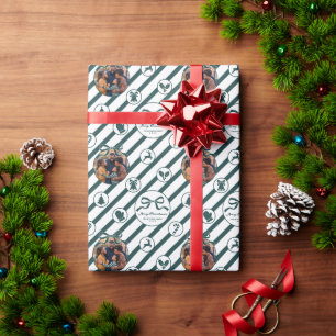 Elegant Bow Family Photo Christmas - Green Wrapping Paper