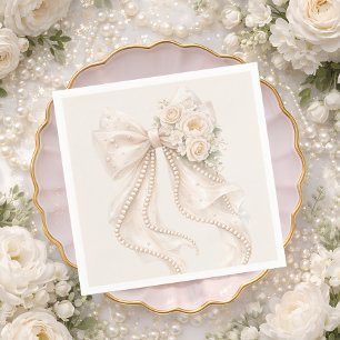 Elegant Bow Floral Baby Shower Napkin