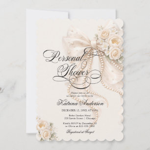 Elegant Bow Floral Bridal Shower  Invitation