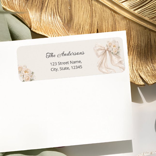 Elegant Bow Floral Return Address Label (Creator Uploaded)