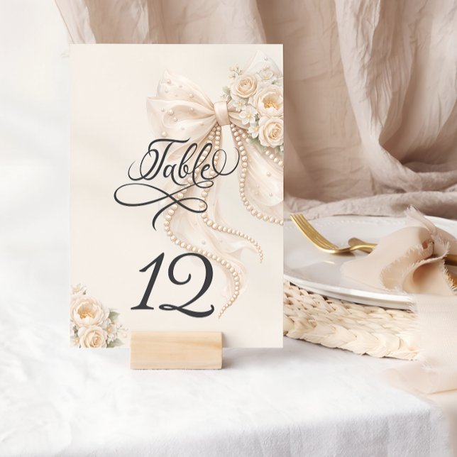 Elegant Bow Floral Table Number (Creator Uploaded)
