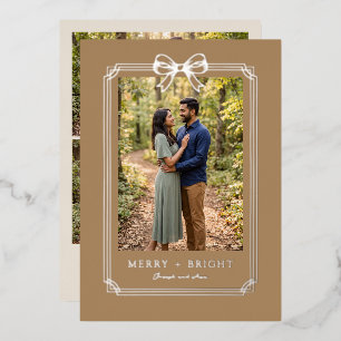 Elegant Bow Frame Merry and Bright Couple Photo