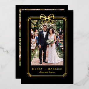 Elegant Bow Frame Merry and Married Photo