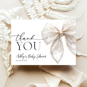 Elegant Bow Girl Baby Shower Thank You Card