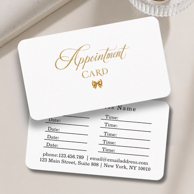 Elegant Bow Gold White Salon Appointment Card (Elegant Bow Gold White Salon Appointment Card)