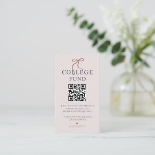 Elegant Bow Graduation College Fund QR Code Card