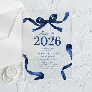 Elegant Bow Graduation Party Acrylic Invitations