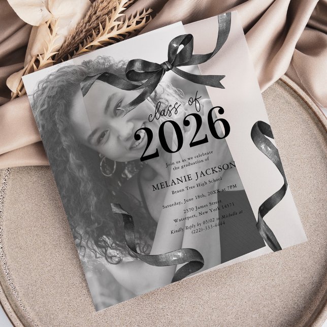 Elegant Bow Graduation Party Vellum Invitations (Creator Uploaded)