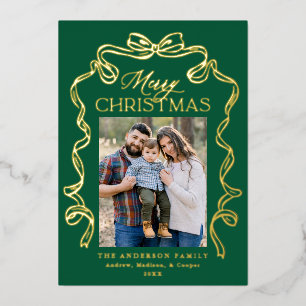 Elegant Bow Green Merry Christmas 5 Photo
