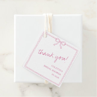 Elegant Bow Hand Drawn Bridal Shower Thank You Favour Tags
