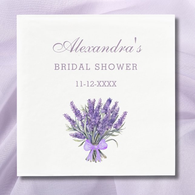 Elegant Bow Lavender Floral Bridal Shower  Napkin (Creator Uploaded)