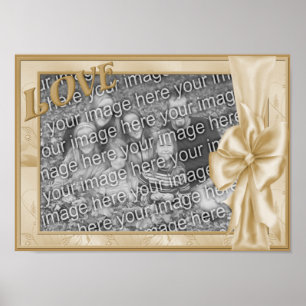 Elegant Bow Love Frame Wedding Photo Poster