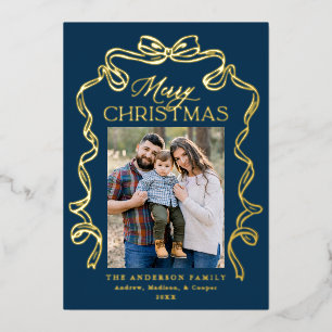 Elegant Bow Navy Merry Christmas 5 Photo