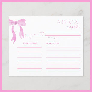 Elegant Bow Pink Watercolor Bridal Shower Recipe