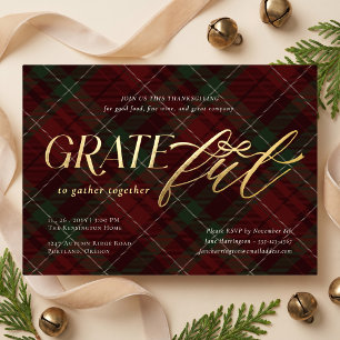 Elegant Bow Plaid Grateful Thanksgiving Dinner
