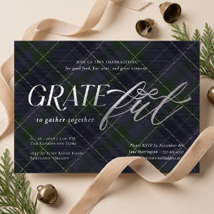 Elegant Bow Plaid Grateful Thanksgiving Dinner
