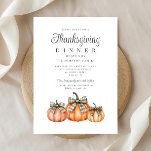 Elegant Bow Pumpkins Thanksgiving Invitation