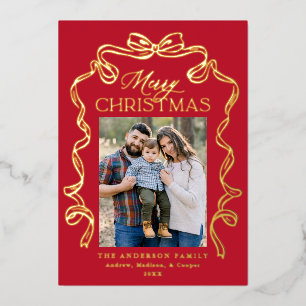 Elegant Bow Red Merry Christmas 5 Photo