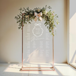 Elegant Bow & Ribbon Crest Wedding Seating Chart