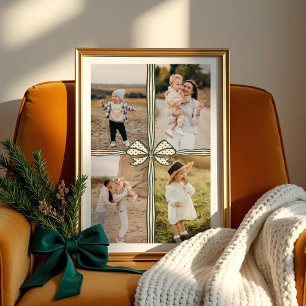 Elegant Bow & Ribbon Present Family Photo Collage Poster