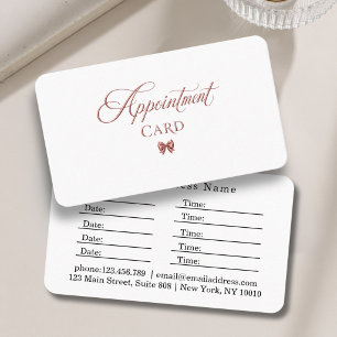 Elegant Bow Rosegold White Salon Appointment Card