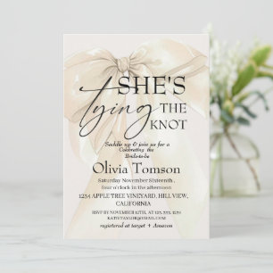 Elegant Bow She's Tying the Knot Bridal Shower Invitation
