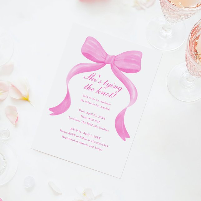 Elegant Bow She's Tying the Knot Bridal Shower Invitation (Creator Uploaded)