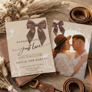 Elegant Bow Western Rustic Photo Wedding Invitation