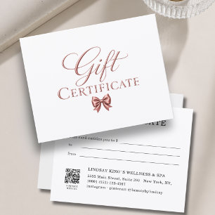 Elegant Bow White Rosegold Gift Certificate