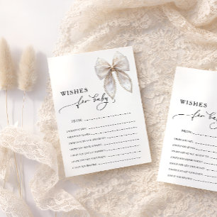 Elegant Bow Wishes For Baby Advice Game Card