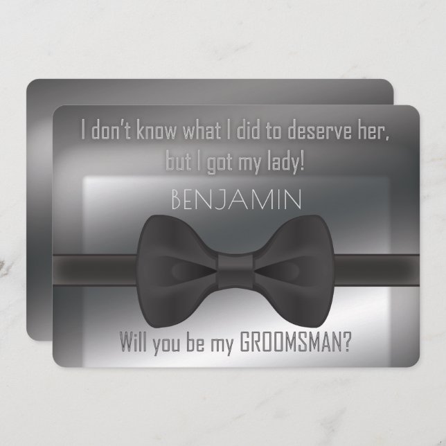 Elegant Bowtie Will You Be My Groomsman Invitation (Front/Back)