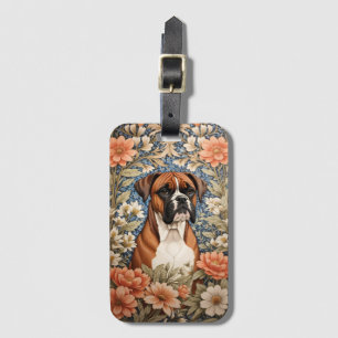 Elegant Boxer Dog William Morris Inspired Luggage Tag