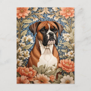 Elegant Boxer Dog William Morris Inspired  Postcard