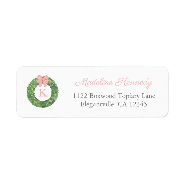 Elegant Boxwood Monogram Baby Girl Return Address (Front)