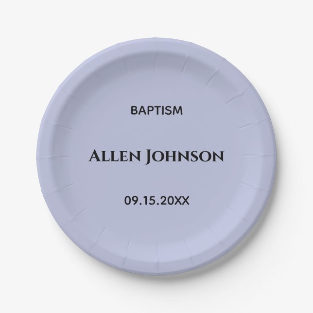 Elegant boy baptism  paper plate (Front)