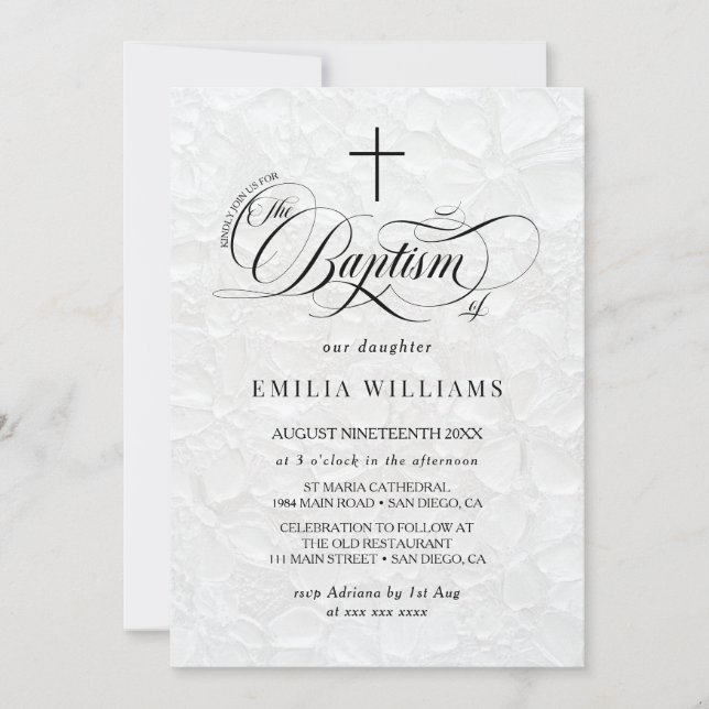 Elegant Boy Girl Baptism  Invitation (Front)