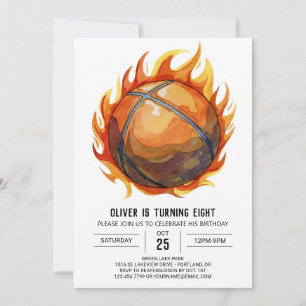Elegant Boy Sport Basketball Birthday  Invitation