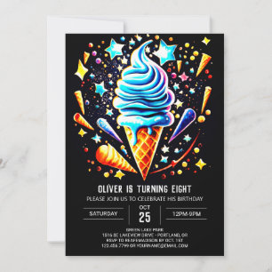 Elegant Boys Digital Boy Ice Cream Birthday Invitation