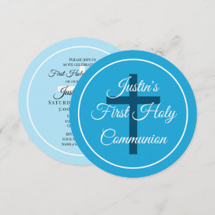 Elegant boy's first holy communion religious cross invitation