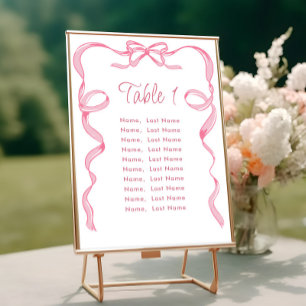 Elegant BPink Bow Table Number Cards Seating Chart