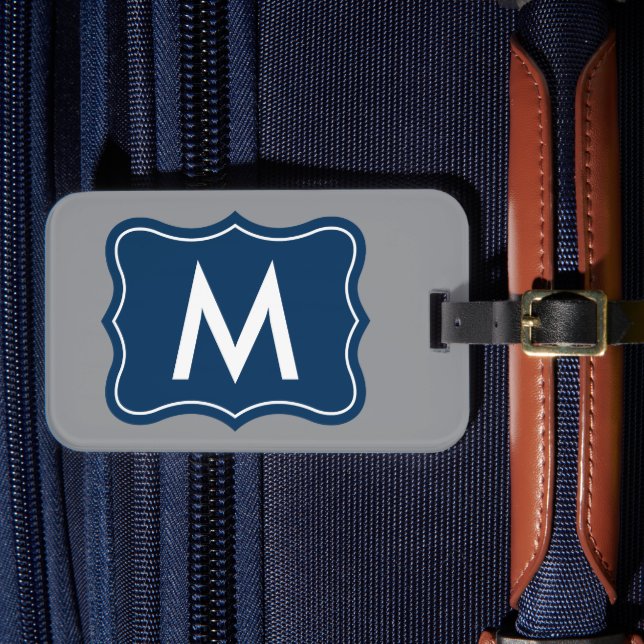 Elegant bracket frame personalized monogram logo luggage tag (Front Insitu 4)