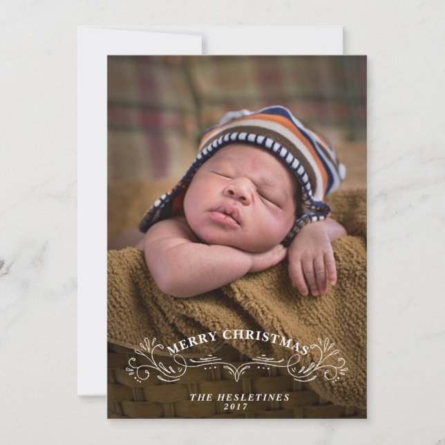 Elegant Bracket Holiday Photo Card (Front)