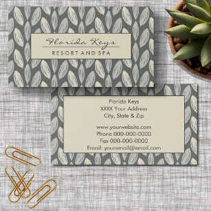 Elegant Braided Leaves Pattern Light Grey Business Card