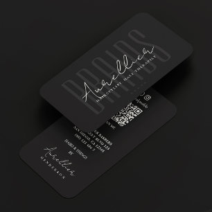 Elegant Braids Hair Stylist Therapist Black Script Business Card