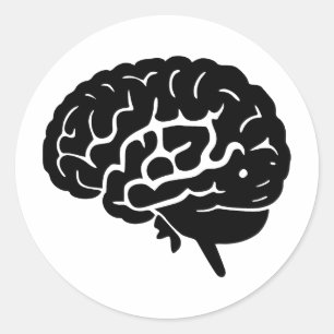 Elegant Brain Art in Minimalist Style Classic Round Sticker