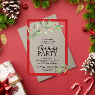 Elegant Branch and Berries Christmas Party Acrylic Invitations