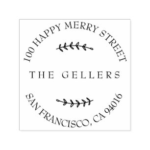 Elegant Branch Family Name Return Address Self-inking Stamp