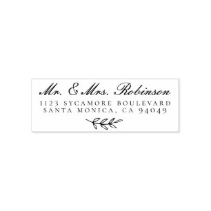 Elegant Branch Mr & Mrs Wedding Return Address Self-inking Stamp
